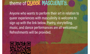 Queer Masculinity Open Mic Flyer